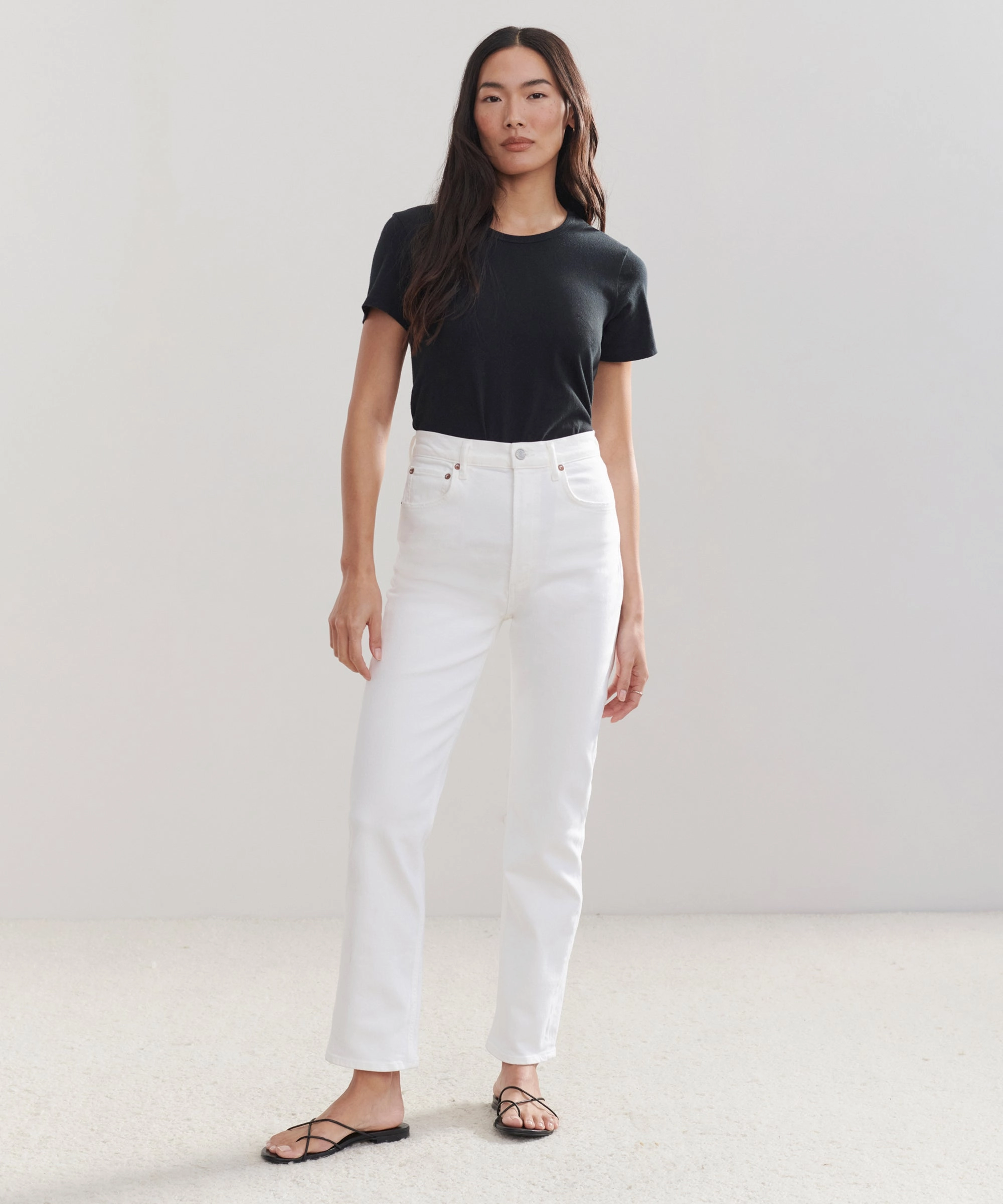FunctionalZipper Roll-up style High Rise Stovepipe Jean