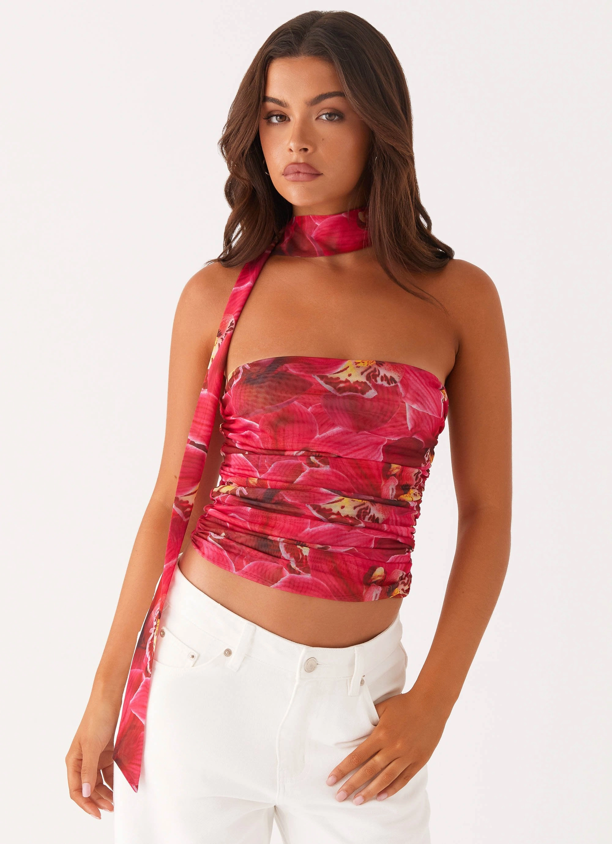Trendy Look Heather Effect Finish Hot Like Me Scarf Top - Orchid Pink