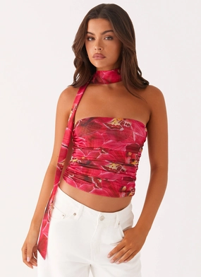 Trendy Look Heather Effect Finish Hot Like Me Scarf Top - Orchid Pink