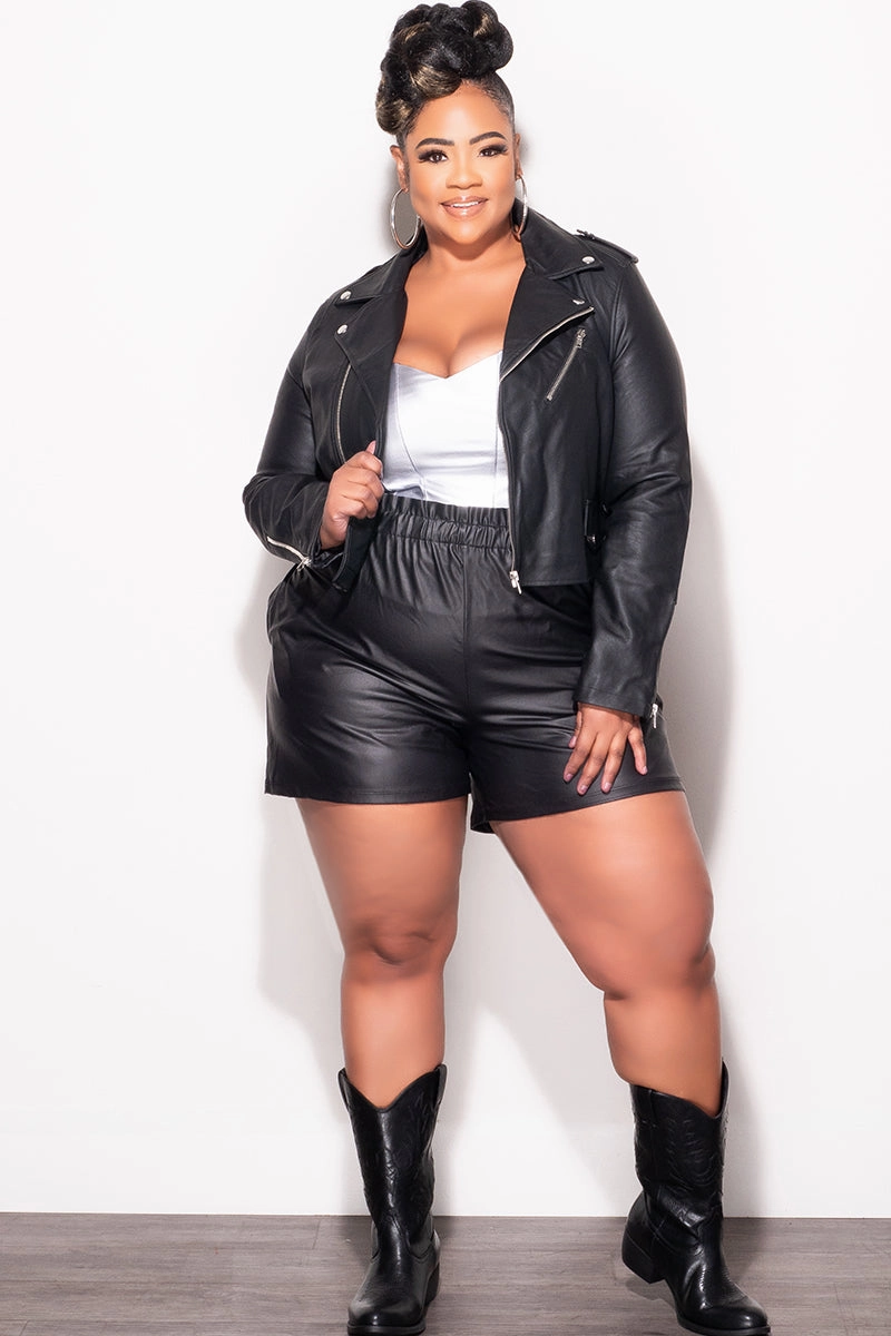 Active Design Wear Packable design Final Sale Faux Leather Shorts in Black (Shorts Only)