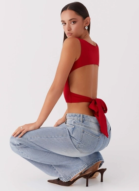 Saskie Tie Top - Ruby Red HighElasticity NoSlipGripperBand