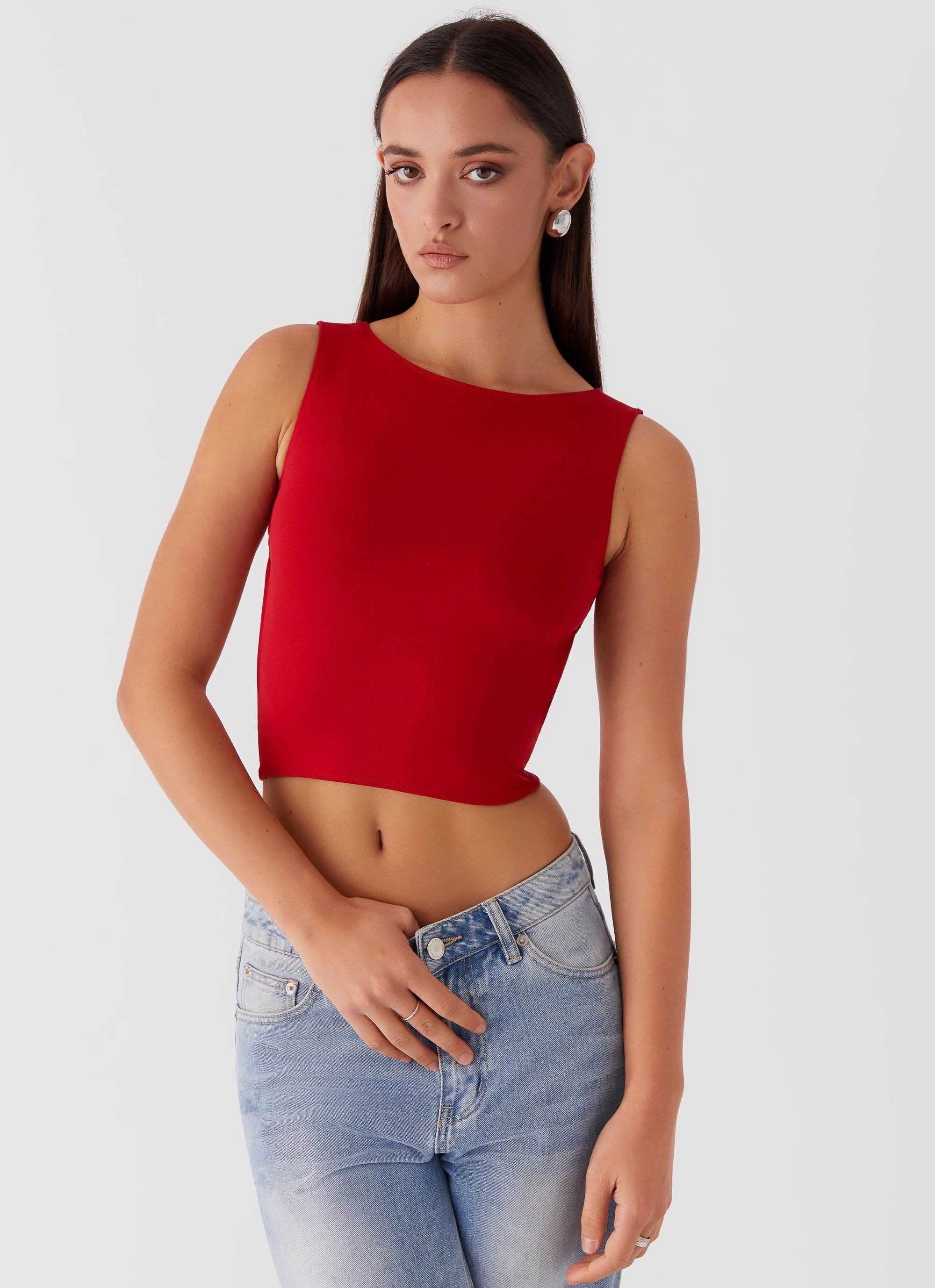 Breathable Ventilation Saskie Tie Top - Ruby Red