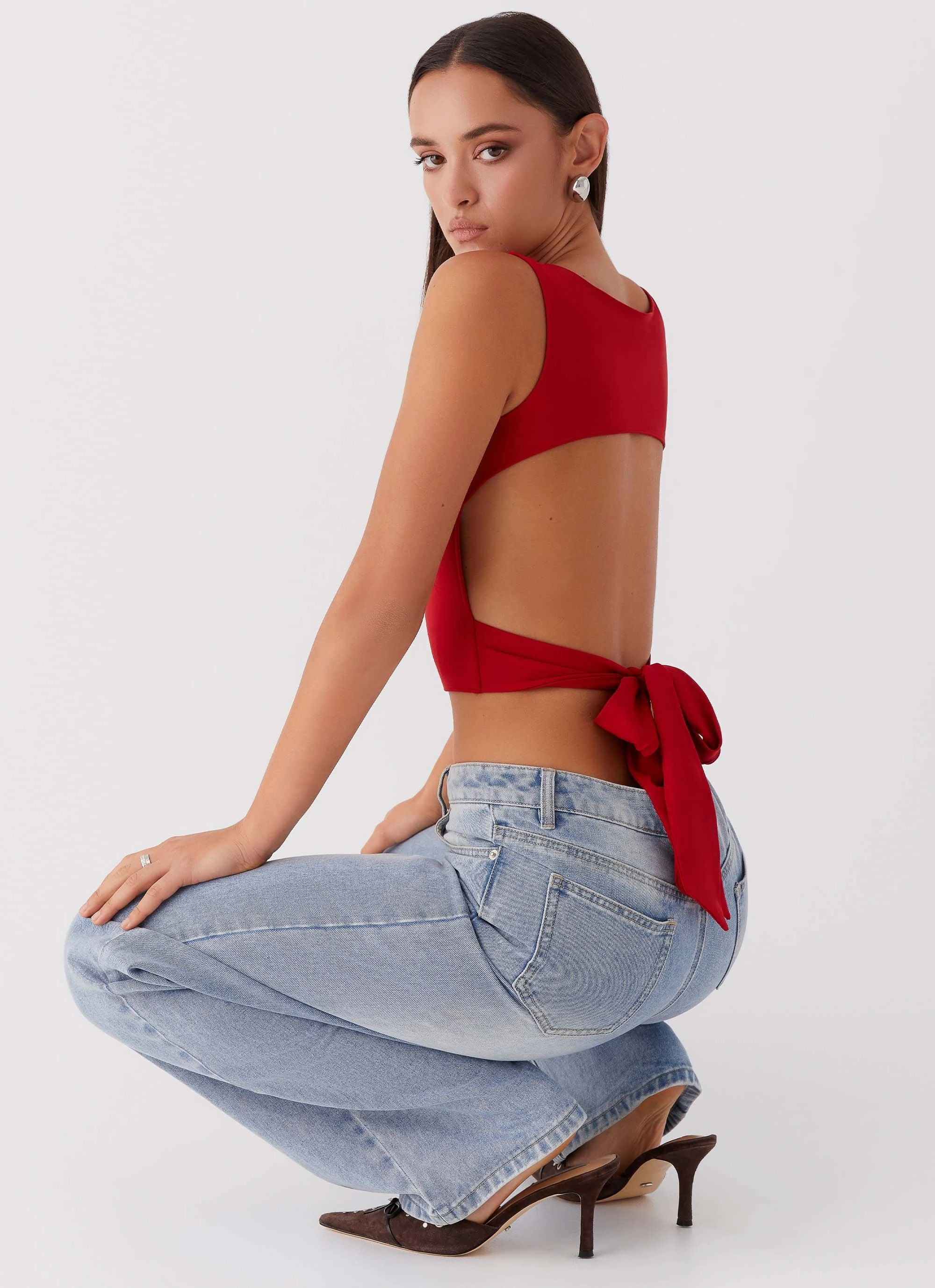Saskie Tie Top - Ruby Red HighElasticity NoSlipGripperBand