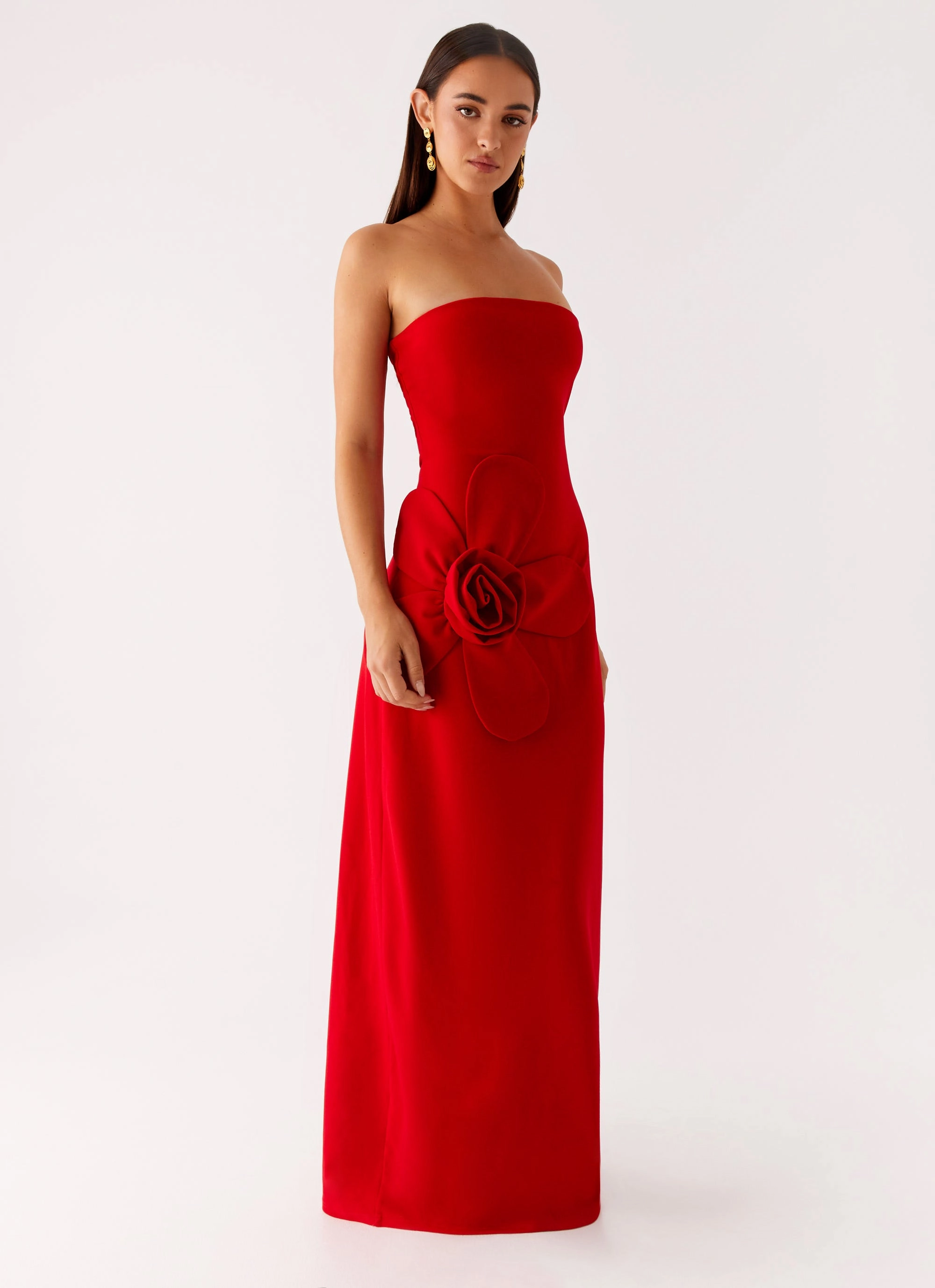 Petite-Size Hilton Strapless Maxi Dress - Red