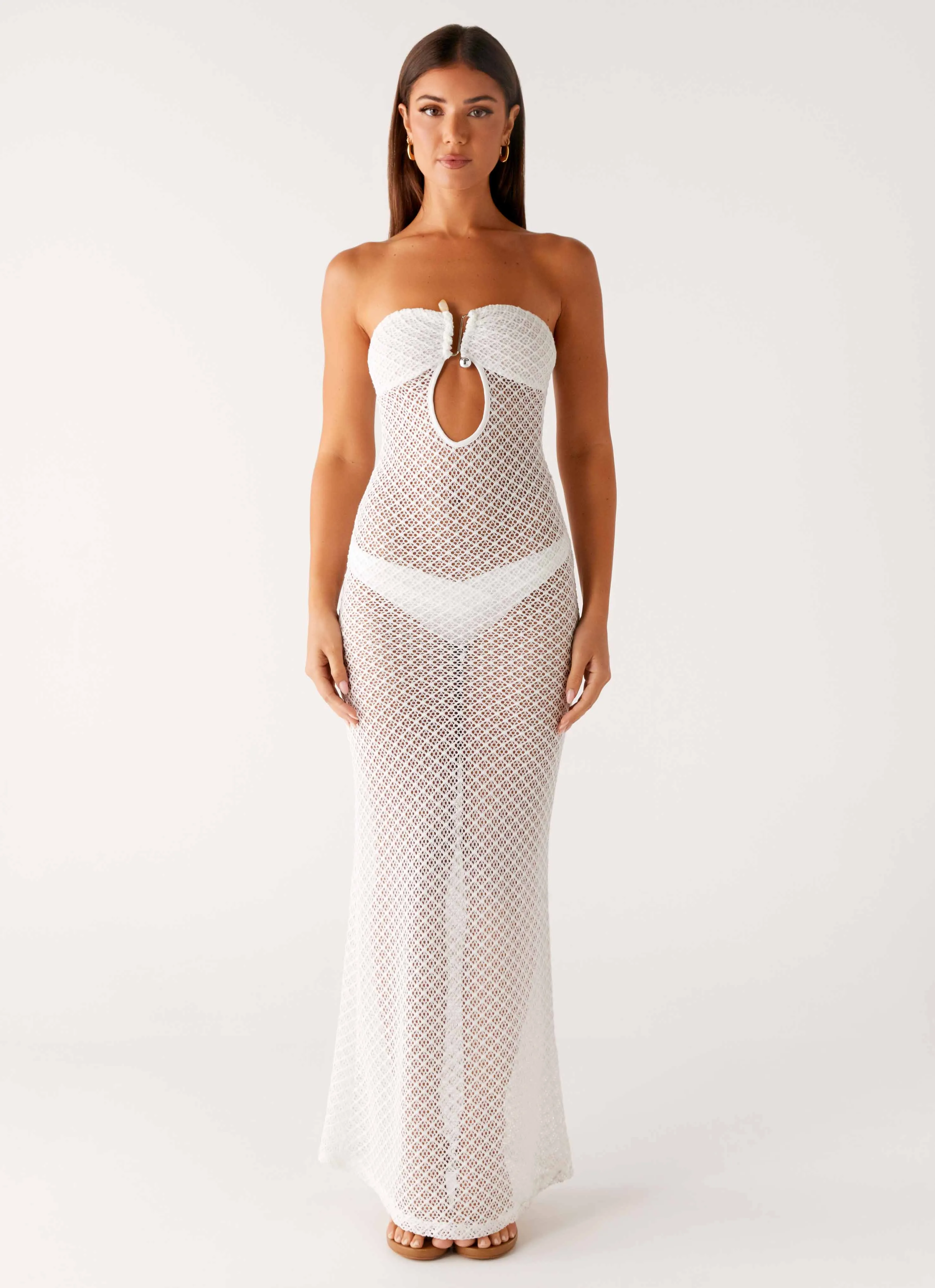 Showcase Crochet Maxi Dress - Ivory Comfy Style Fall Outfit