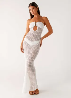 Showcase Crochet Maxi Dress - Ivory Evening Tone Elegant Vibe