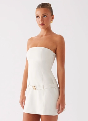 Lume Strapless Mini Dress - Ivory Year Rounder