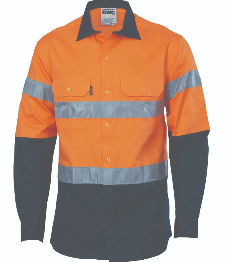 HiVis D/N 2 Tone Long Sleeve Drill Shirt with Generic R/Tape