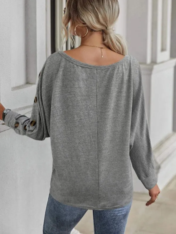 Holland New Simple And Comfortable Button Long Sleeve T-Shirt