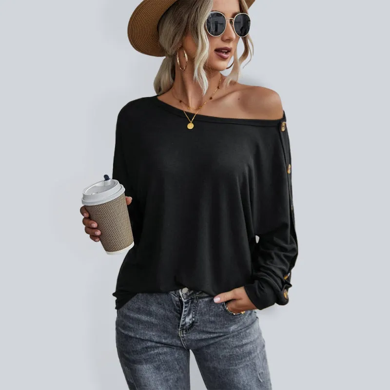 Holland New Simple And Comfortable Button Long Sleeve T-Shirt