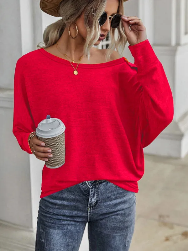 Holland New Simple And Comfortable Button Long Sleeve T-Shirt