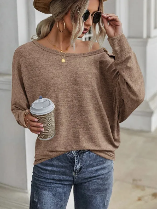 Holland New Simple And Comfortable Button Long Sleeve T-Shirt