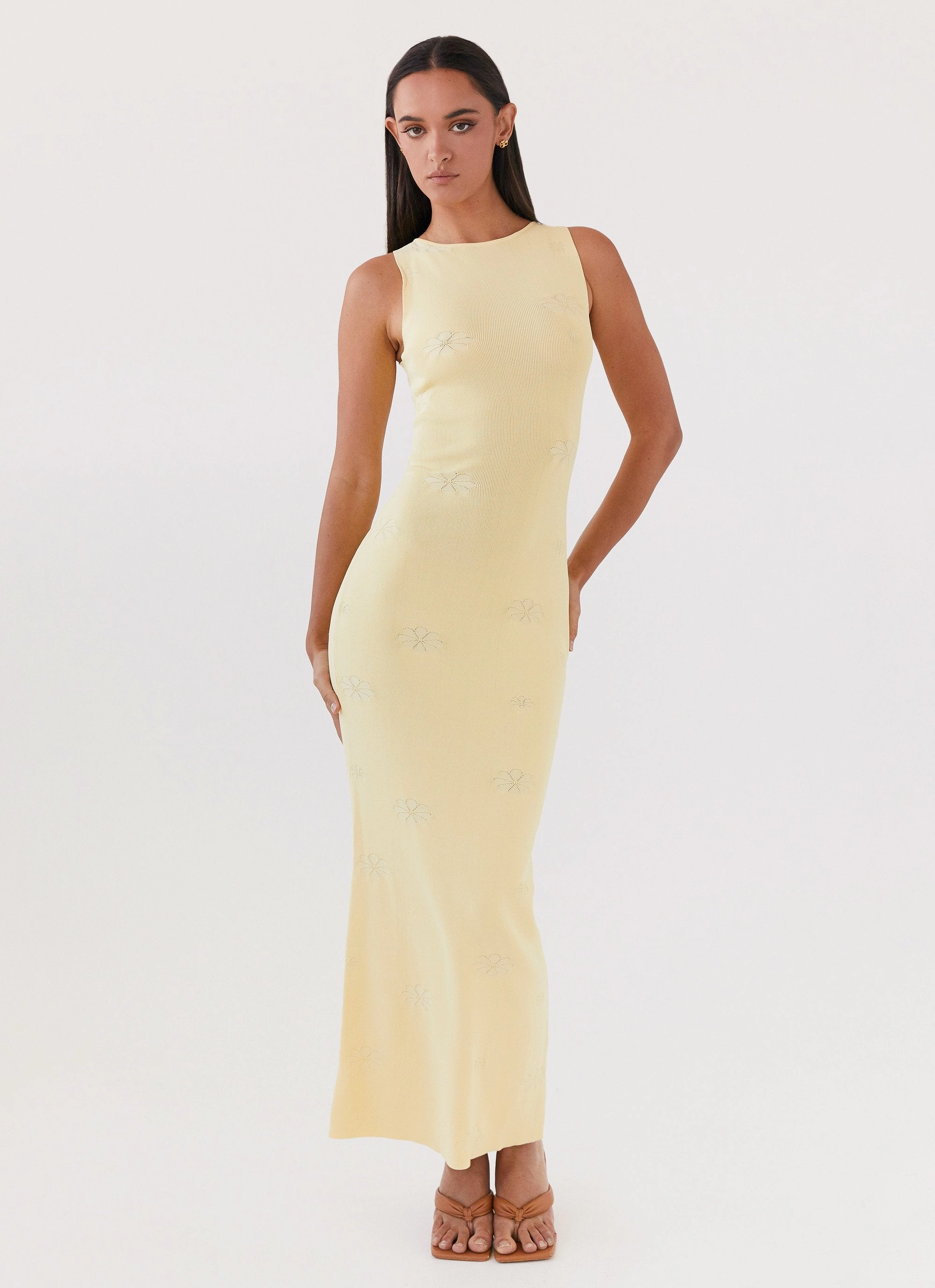 Classic wrap dress Fall Flow Holly Knit Maxi Dress - Yellow