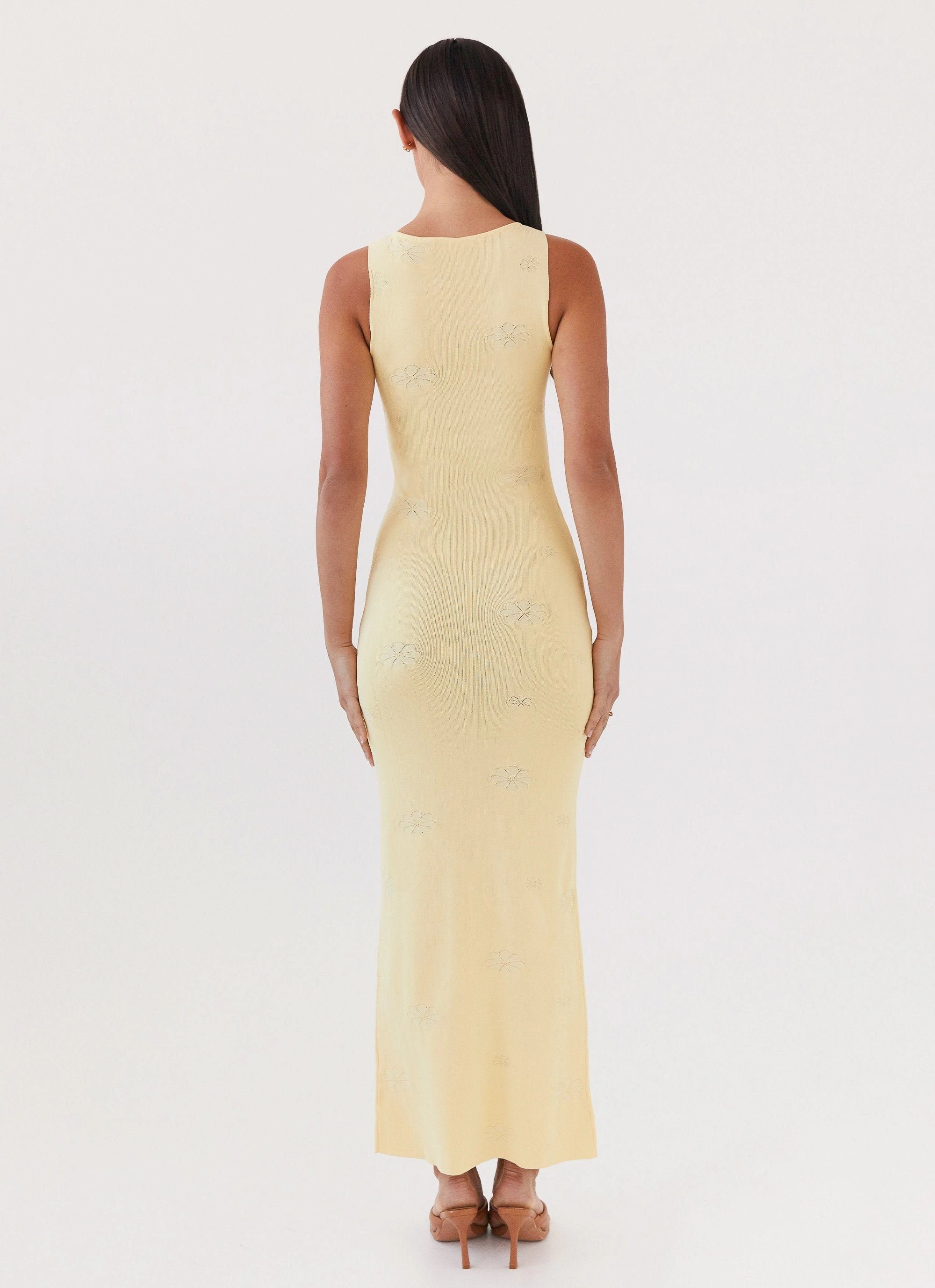 Spring-Season Stylish day dress Holly Knit Maxi Dress - Yellow