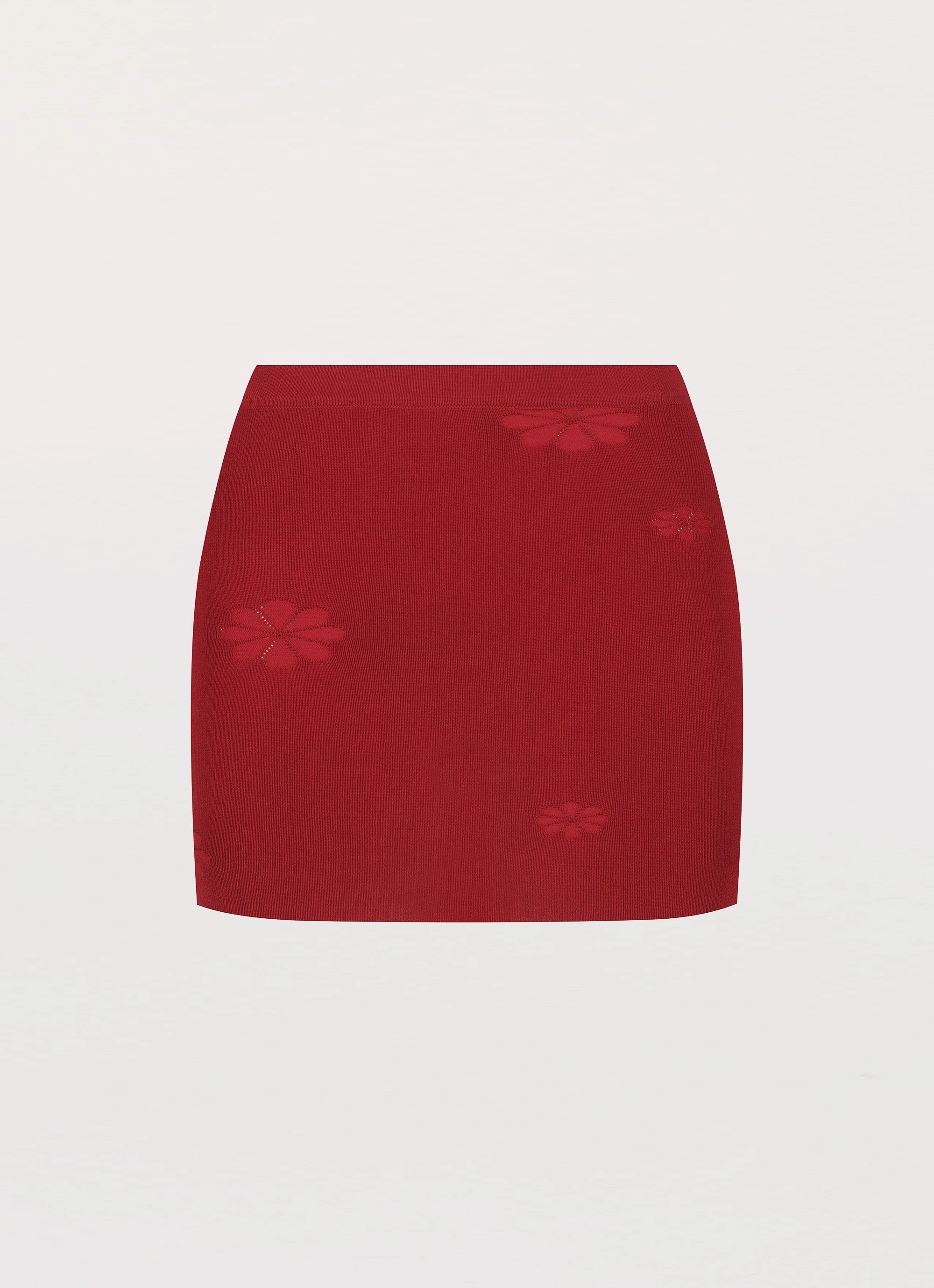 Stretch Layer Fit Holly Knit Mini Skirt - Rouge Red