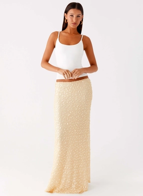 Core Basic Honestly Sequin Maxi Skirt - Yellow