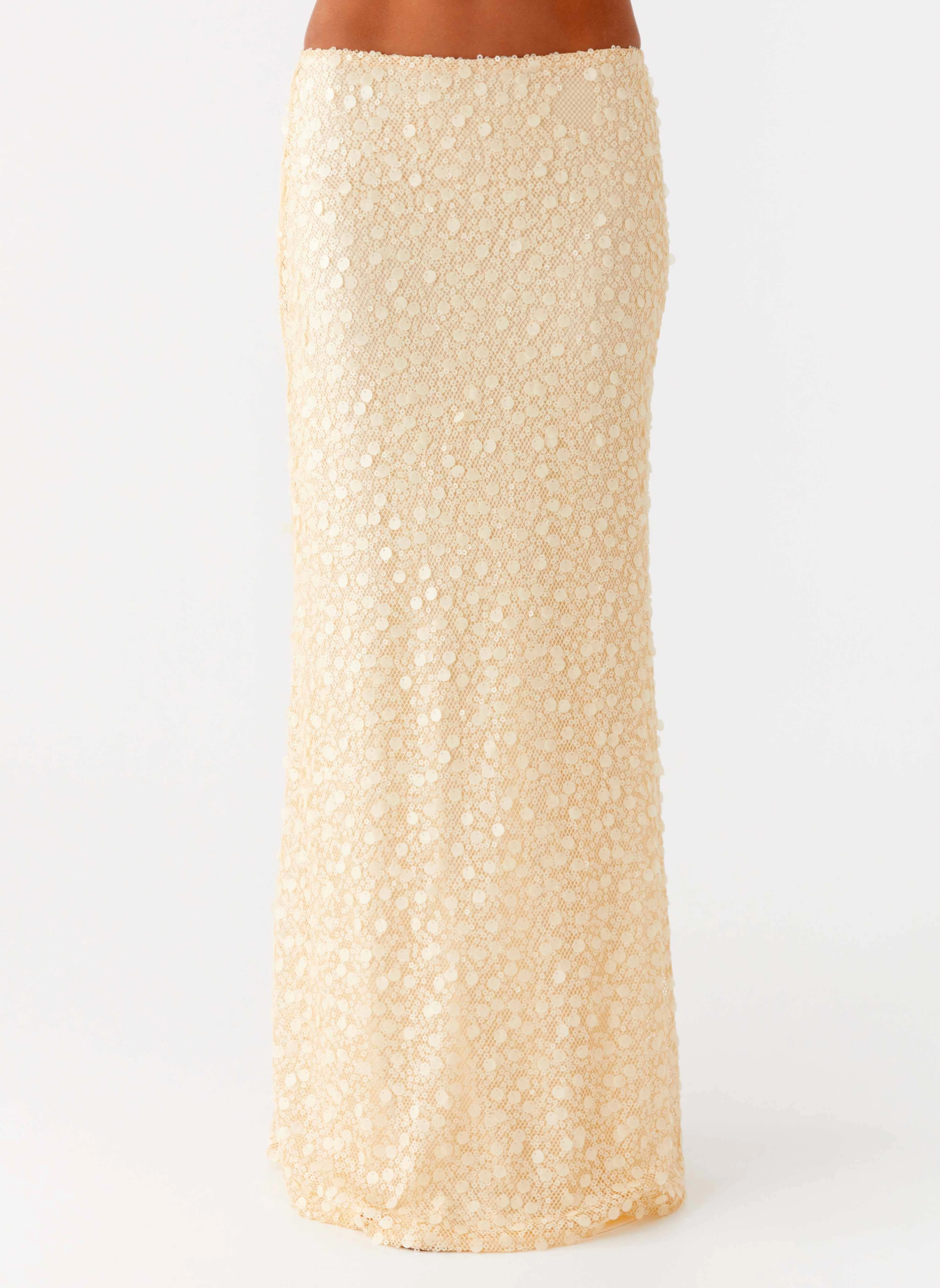 Honestly Sequin Maxi Skirt - Yellow Quick Cool