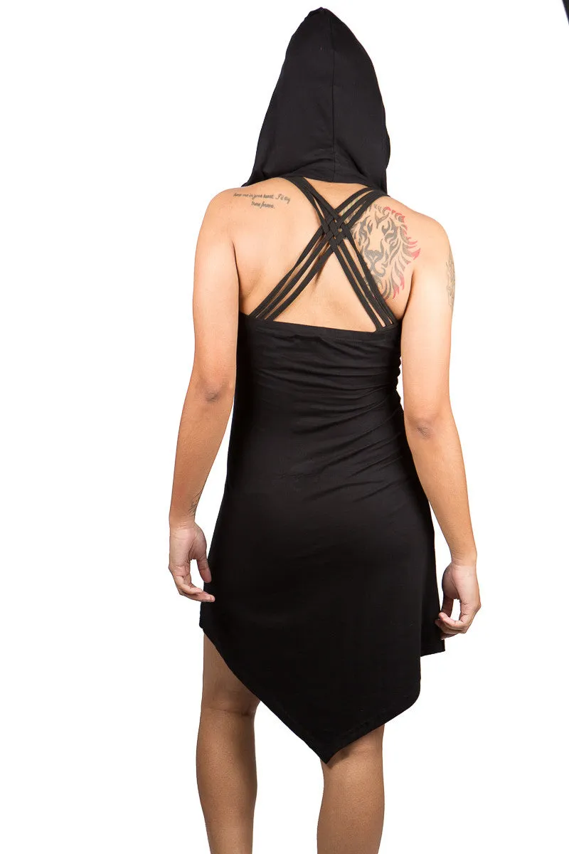 Adjustable Straps Wrap-Style Hooded Pixie Dress