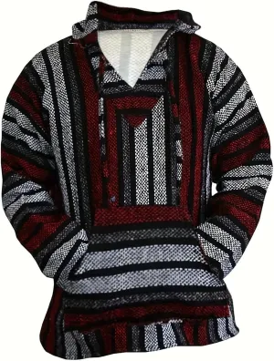 Hoodie Sweatshirt Pullover Jerga Surf Poncho Drug Rug Striped Woven Baja Jacket Coat Hoodie