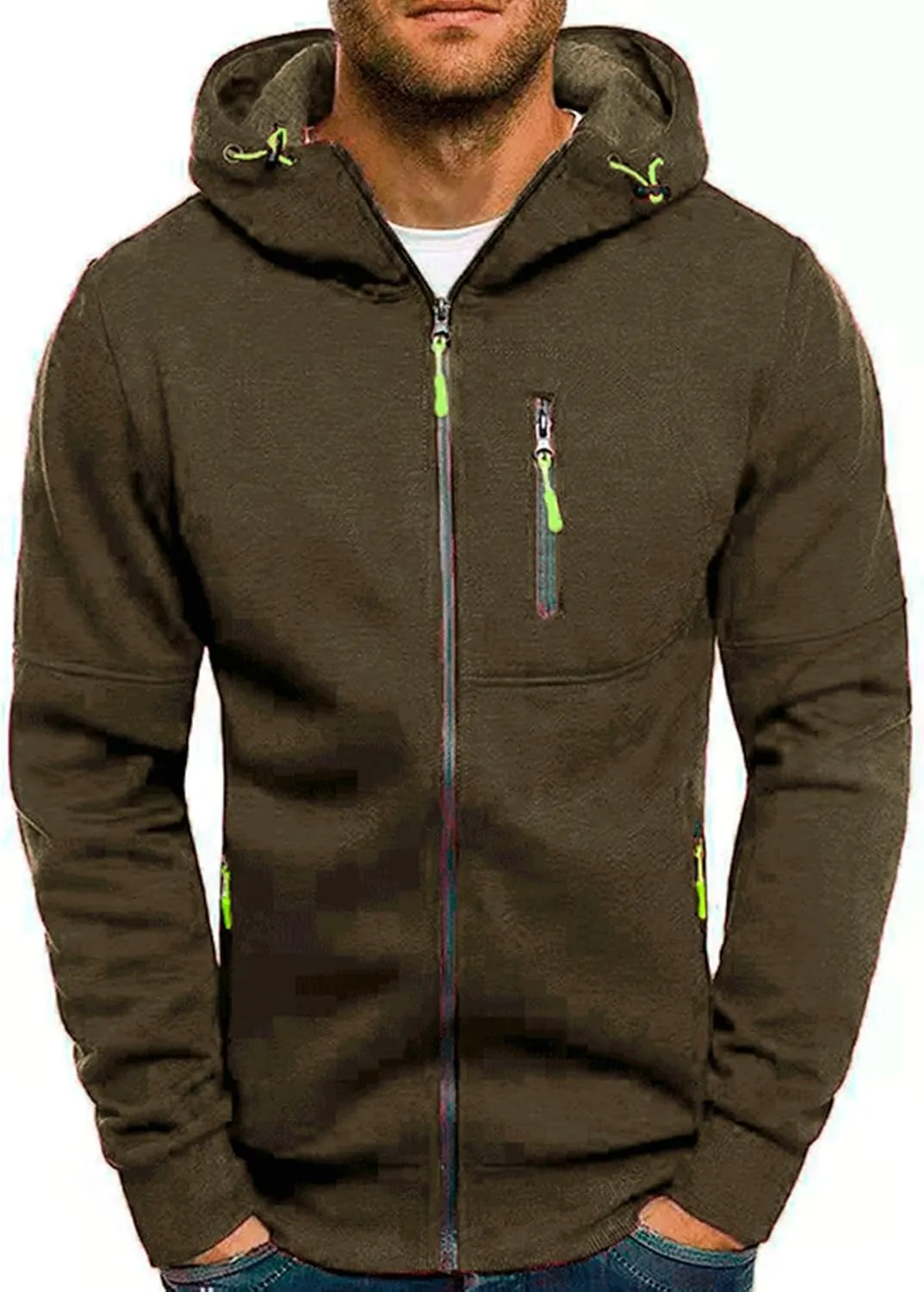 Hoodies for Men Full Zip Cardigan Sweatshirts Zip Up Long Sleeve Sweatshirt Casual Sports Coat with Zipper Pockets