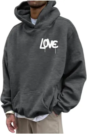 Hoodies For Men With Designs Breathable Casual Hooded Sweatshirt Pullover Tops Mid-Weight Long Sleeve Letter Print Shirts