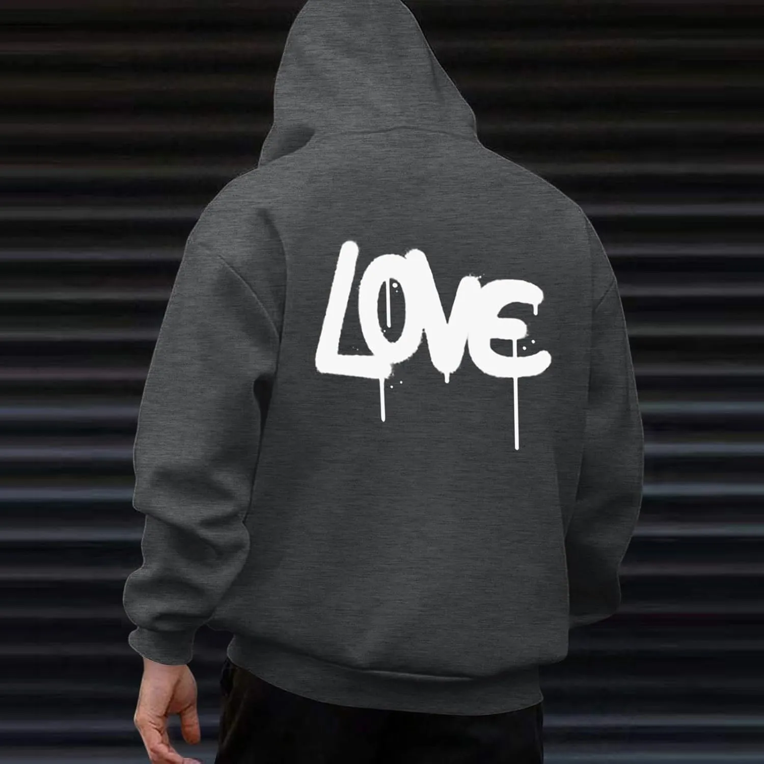 Hoodies For Men With Designs Breathable Casual Hooded Sweatshirt Pullover Tops Mid-Weight Long Sleeve Letter Print Shirts