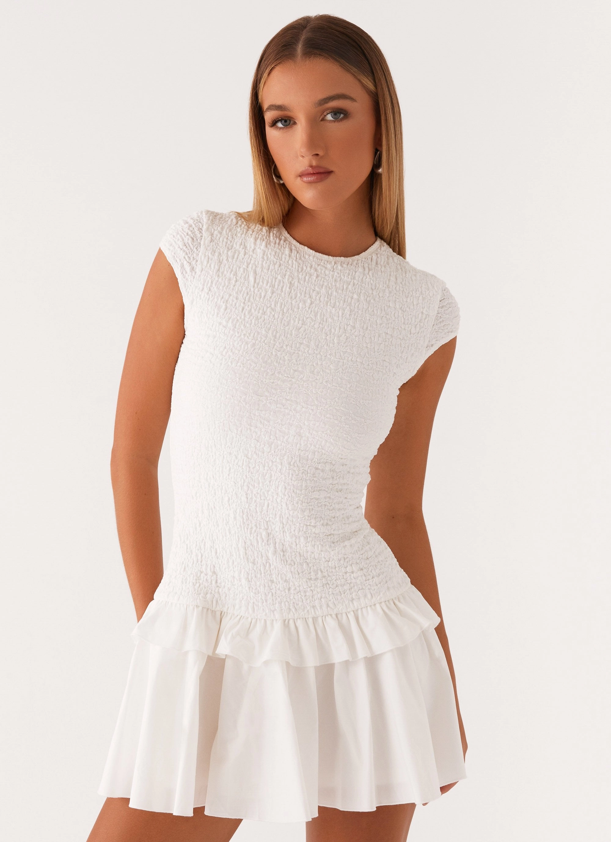 Hopeless Romantic Mini Dress - White Simple Touch Work Ready