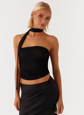 Basic Dress Interlock Weave Hot Like Me Scarf Top - Black