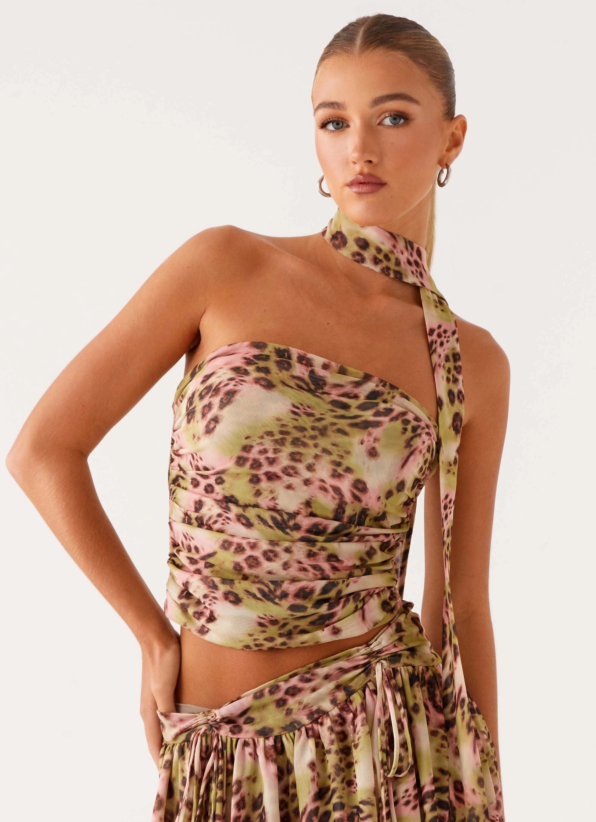 Hot Like Me Scarf Top - Swirl Leopard Sustainable Fabric Blend