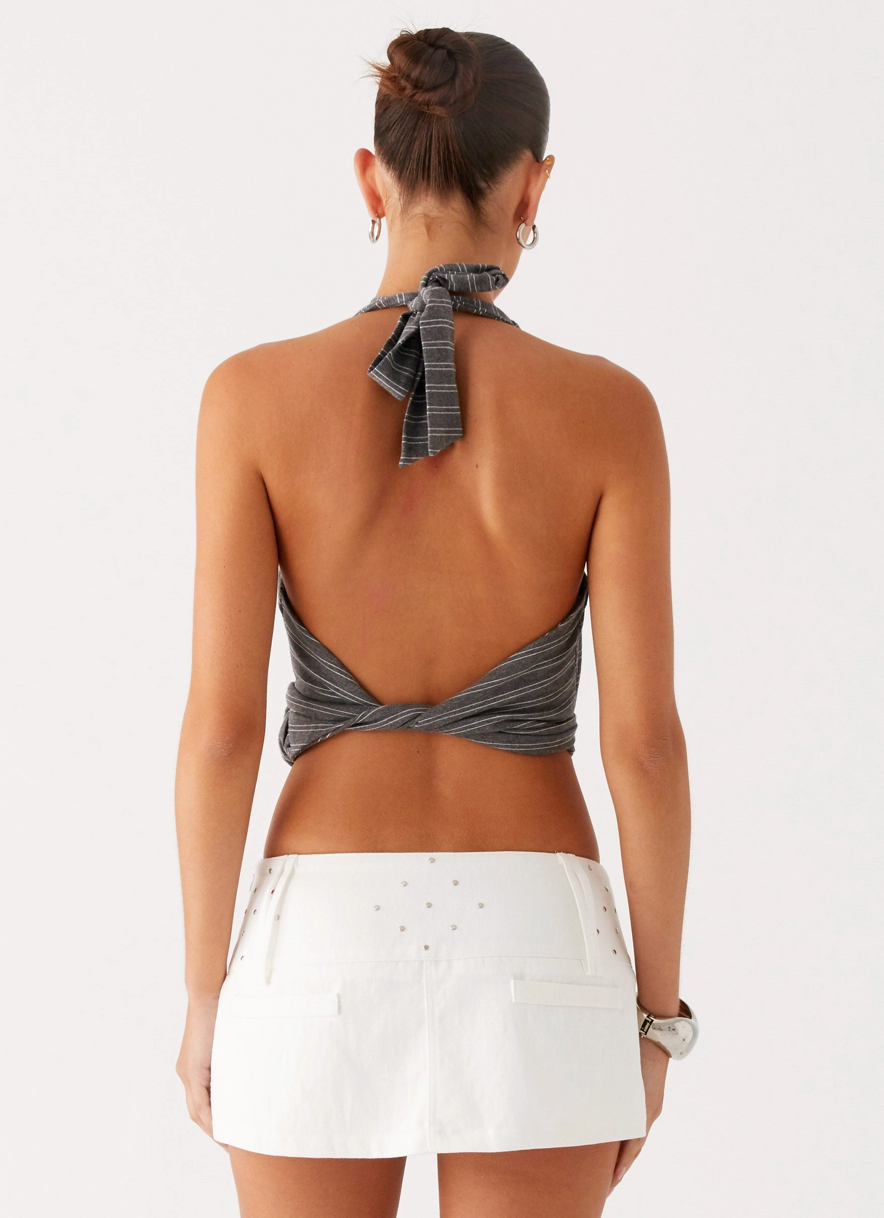 Adaptive Fit Hot Shot Studded Denim Mini Skort - White