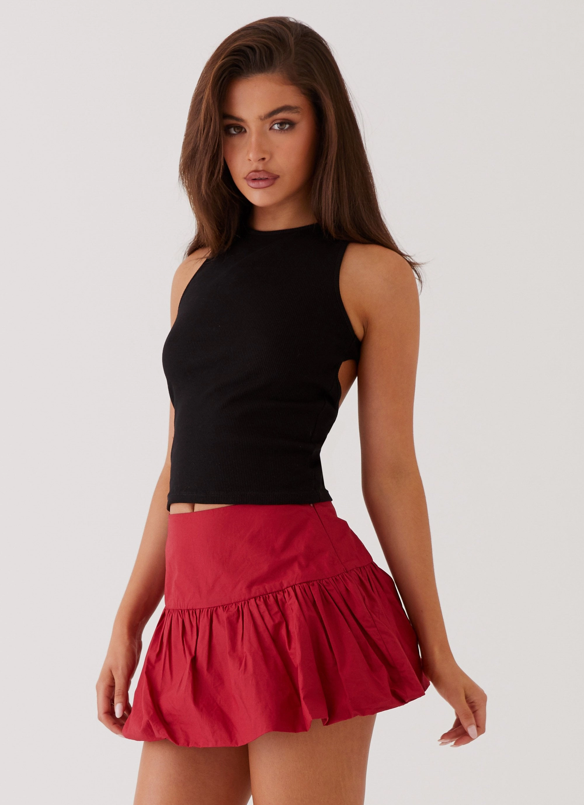 Hotel California Low Rise Mini Skirt - Red Base Layer