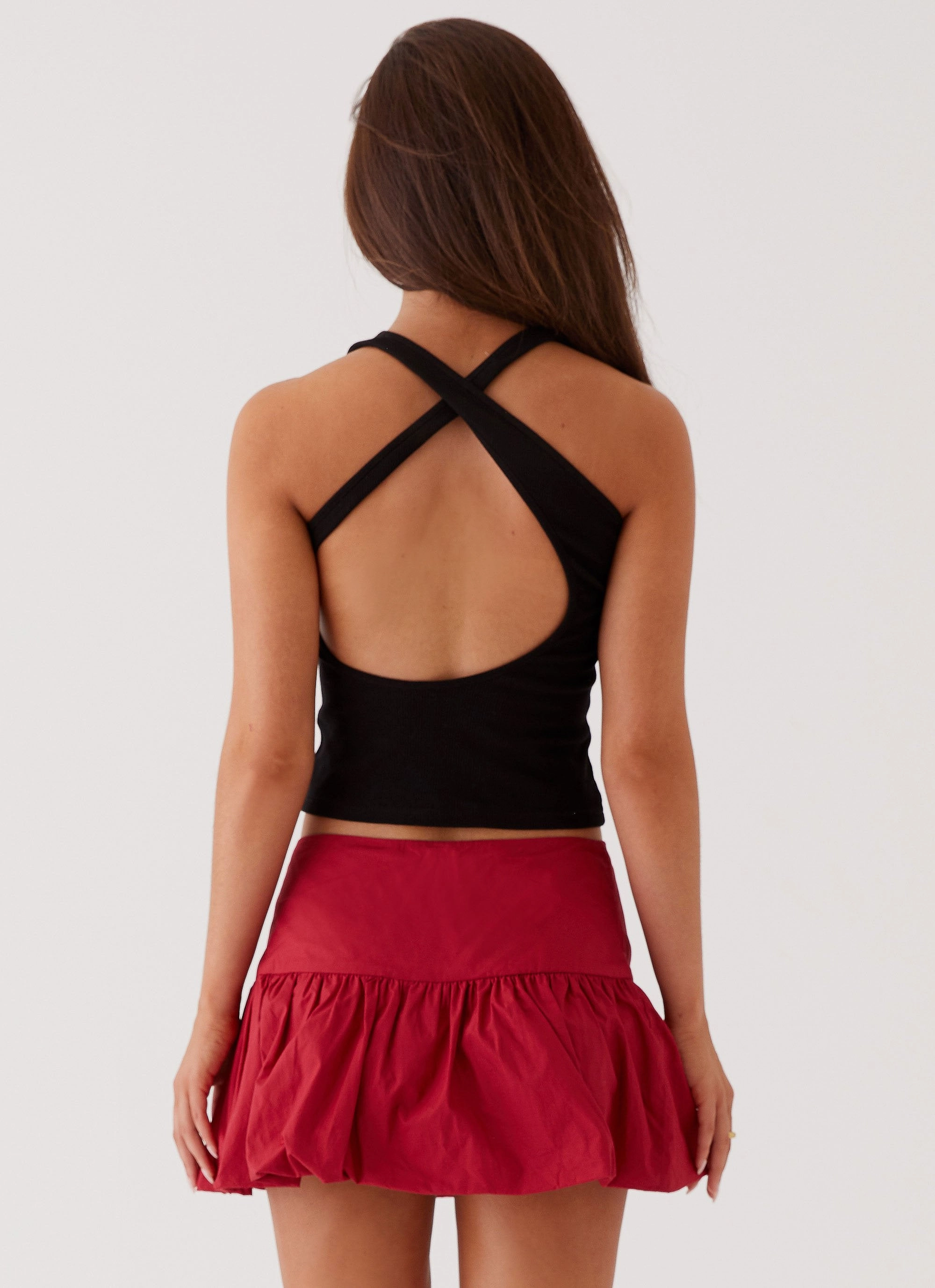 Hotel California Low Rise Mini Skirt - Red High Mobility Sport Ready Fit
