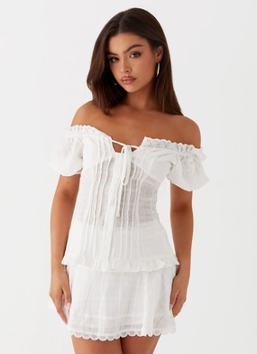 Hundred Percent Mini Skirt - White FunctionalZipper
