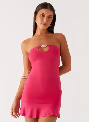 Cozy Fit Hurts Like Hell Strapless Mini Dress - Fuchsia