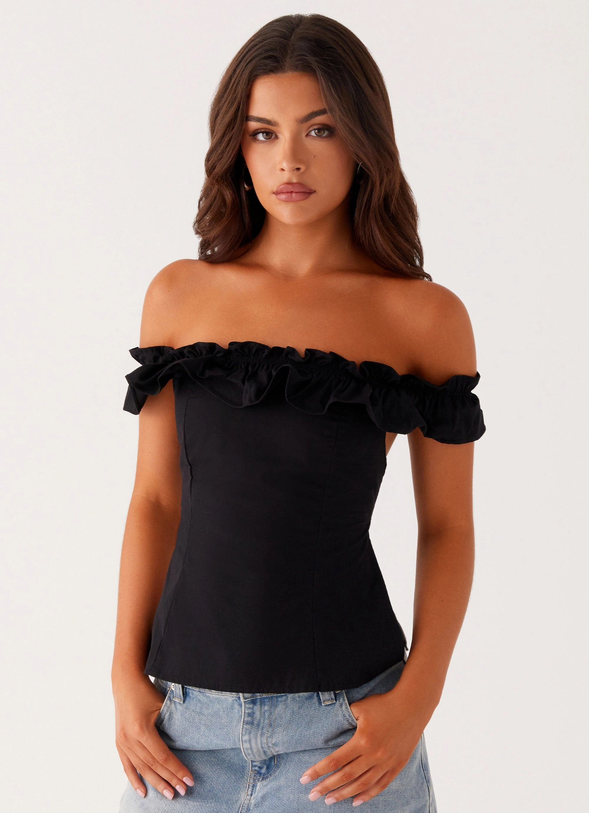 Gwyneth Top - Black Light material FadeResistant Treatment
