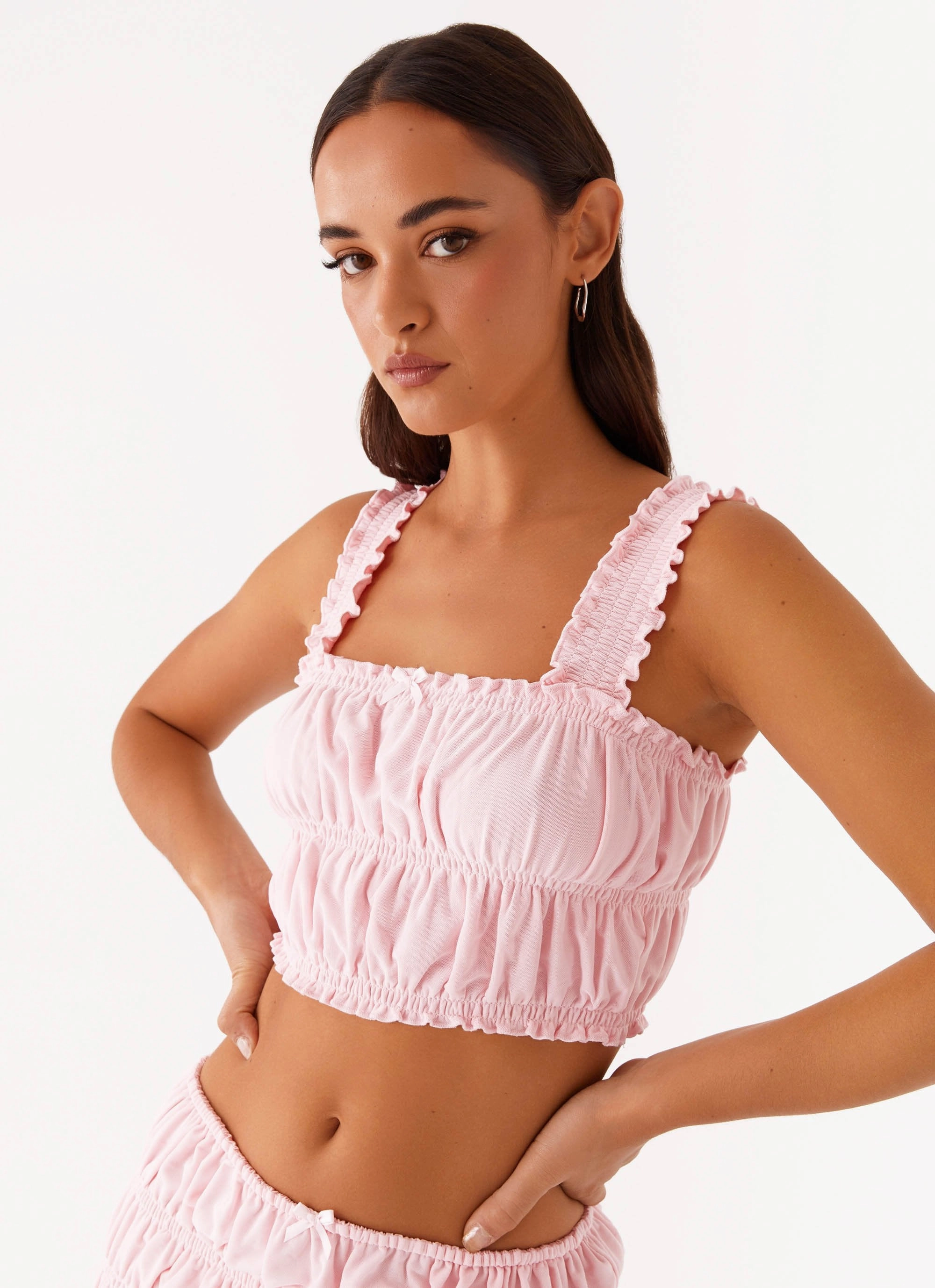 SlimFit Thermal Insulation Core Off By Heart Shirred Top - Blush