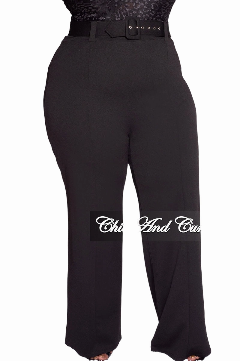 Tapered Look Final Sale Plus Size High-Waist Wide Leg Pants in Black