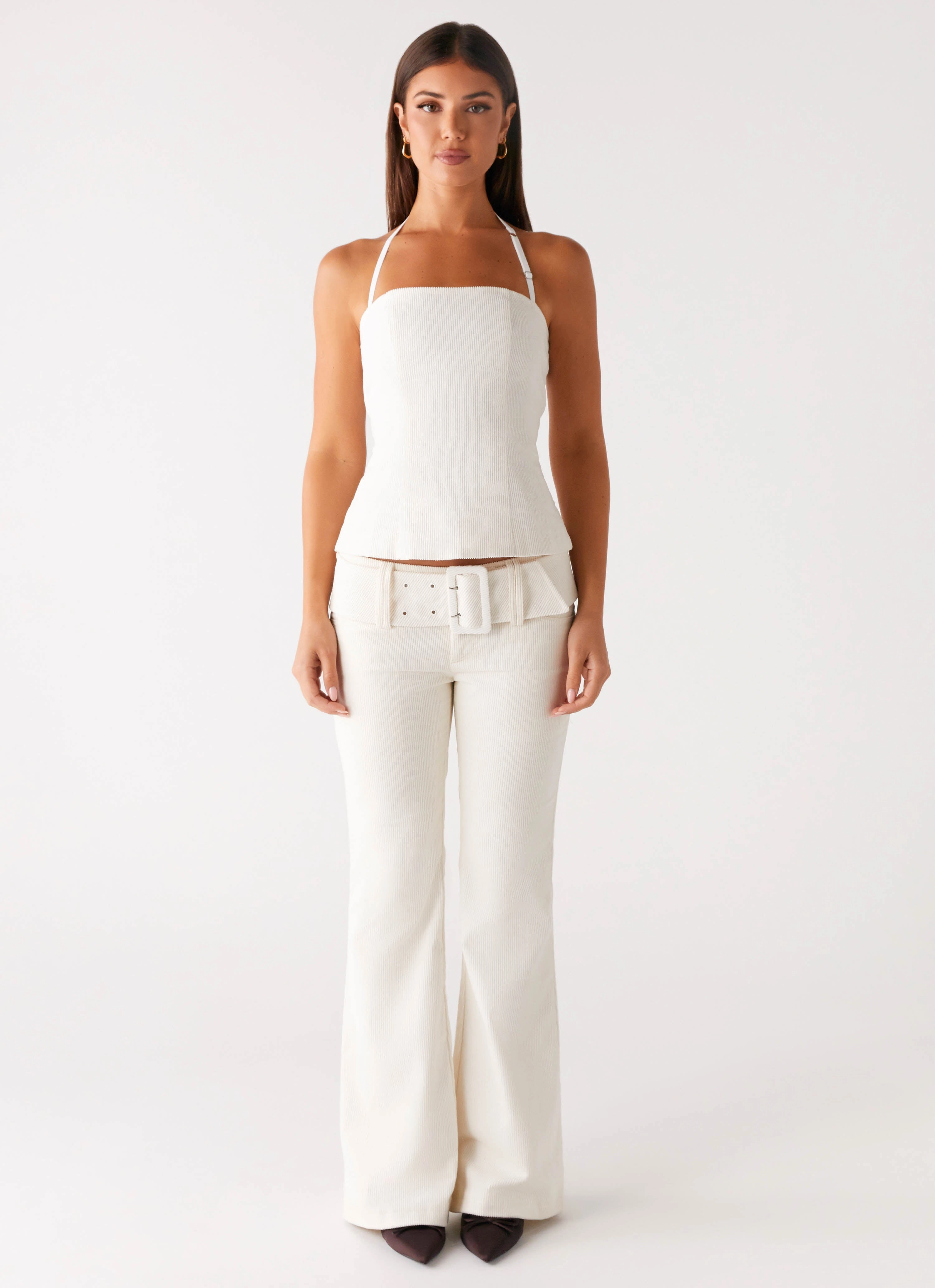 Casual Style Active Look Zadie Low Rise Cord Jeans - Pearl