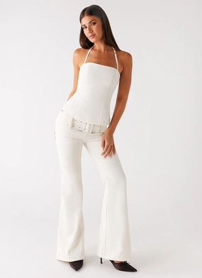 Zadie Low Rise Cord Jeans - Pearl Tight Waist Cozy And Stylish
