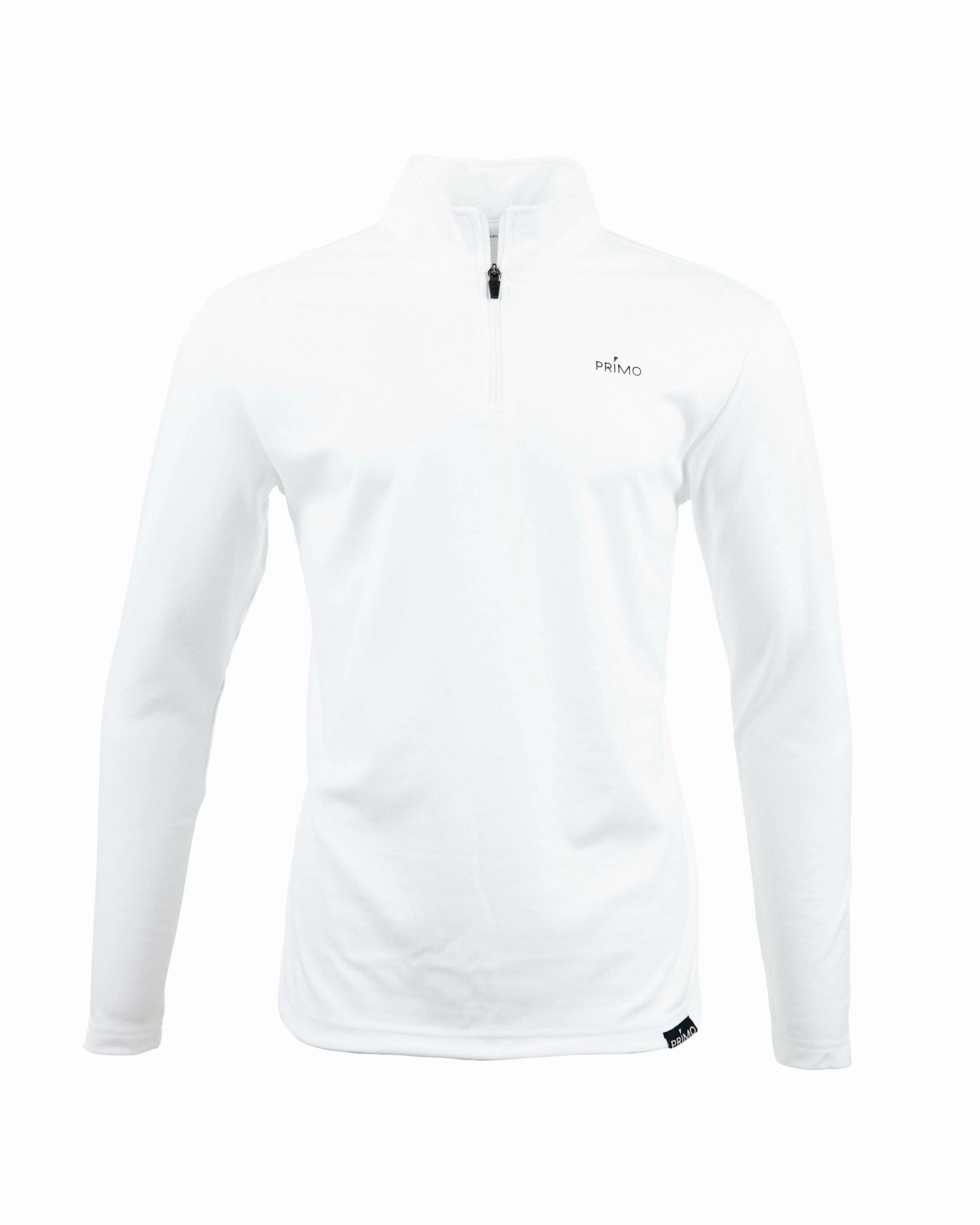 White Classic Quarter Zip Breathable Knit Fabric LatticeKnit