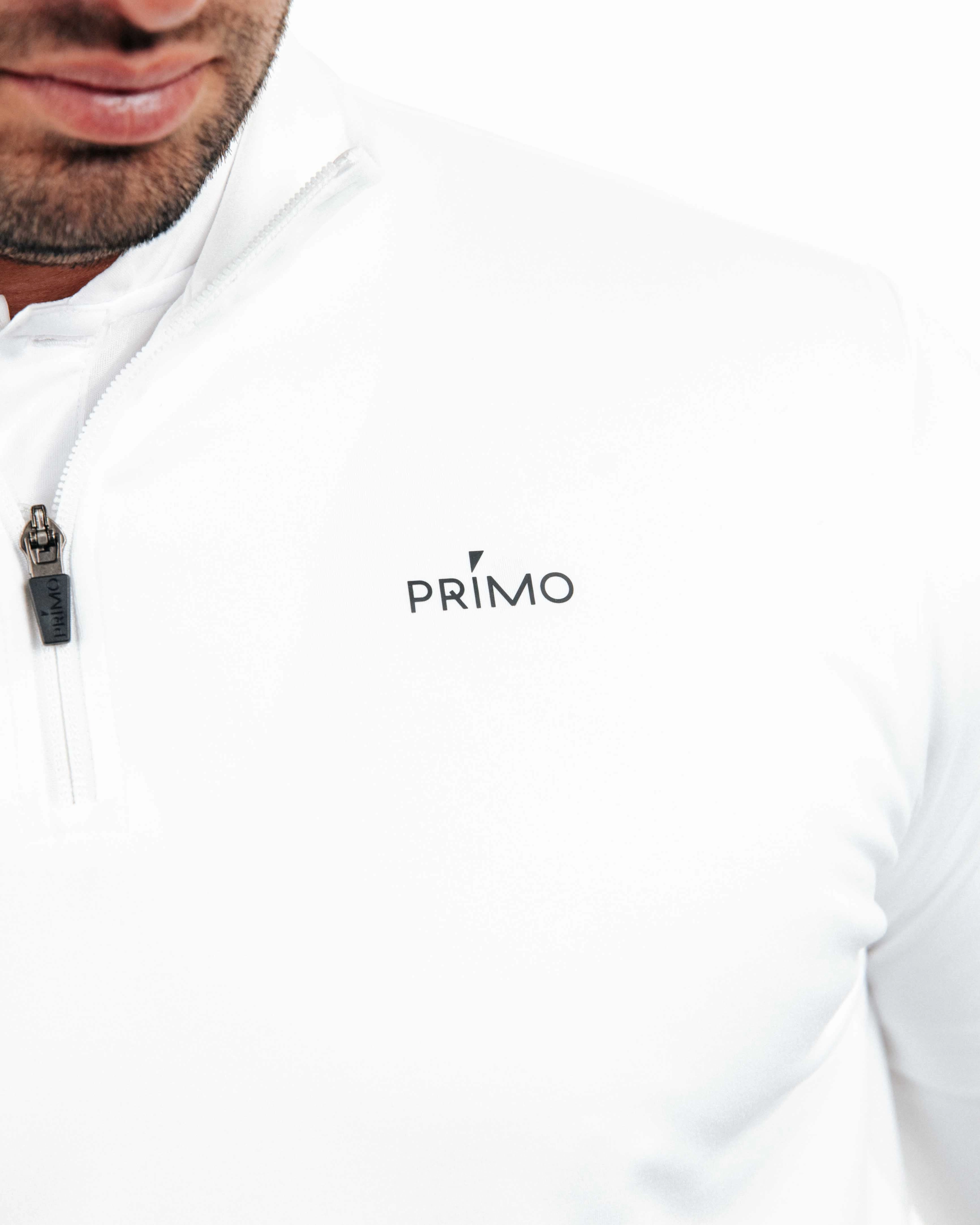 White Classic Quarter Zip Wrinkle Resistant Textile