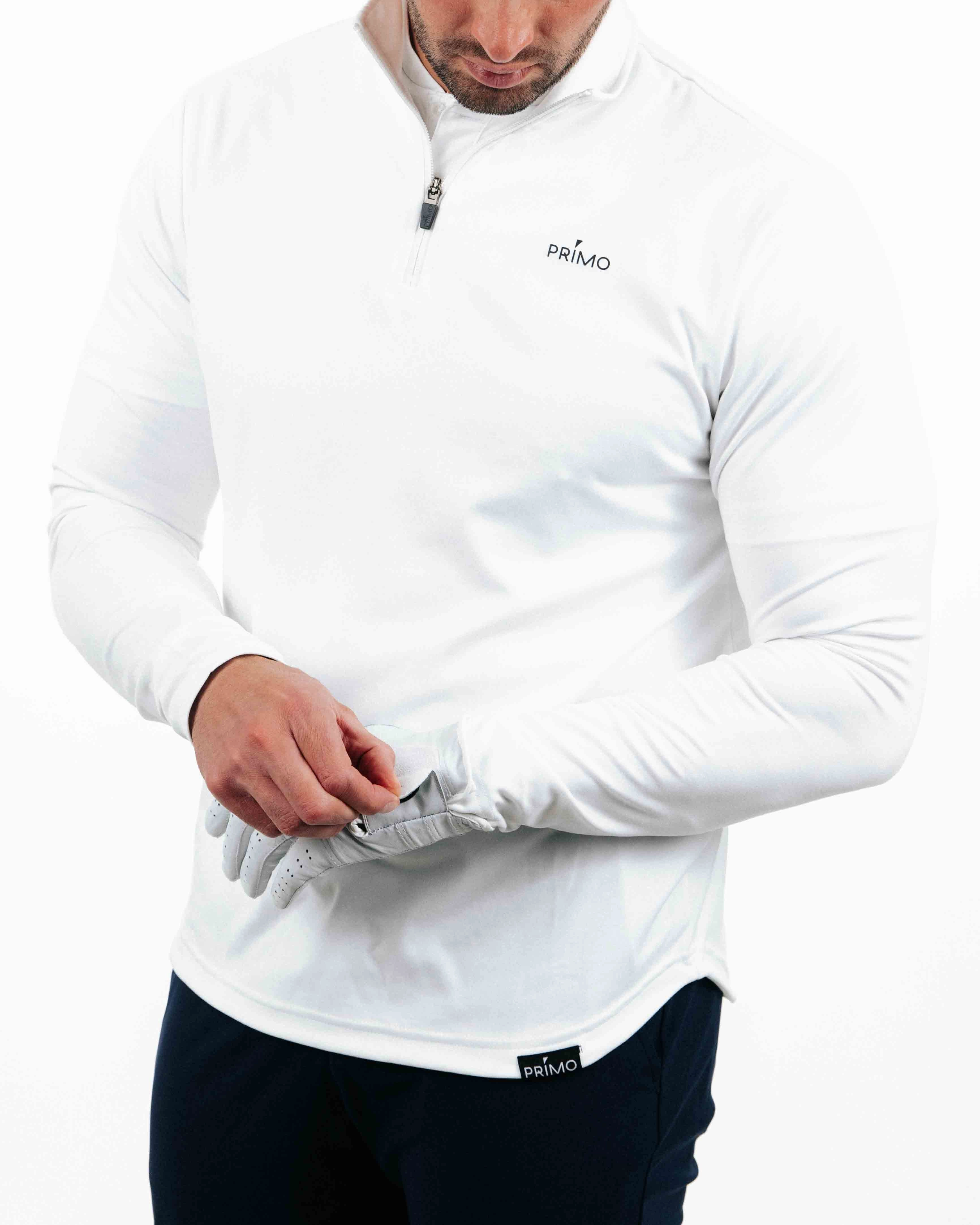 White Classic Quarter Zip Odor Control Finish QuickDry