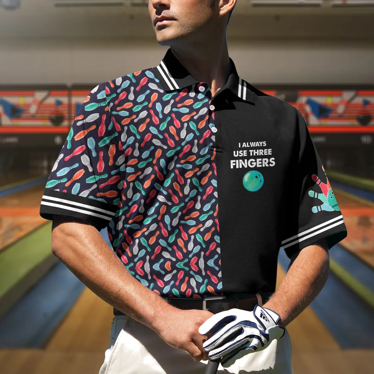 I Always Use Three Fingers Polo Shirt, Custom Bowling Polo Shirt Design For Men, 10 Pin Sowling Shirts Coolspod