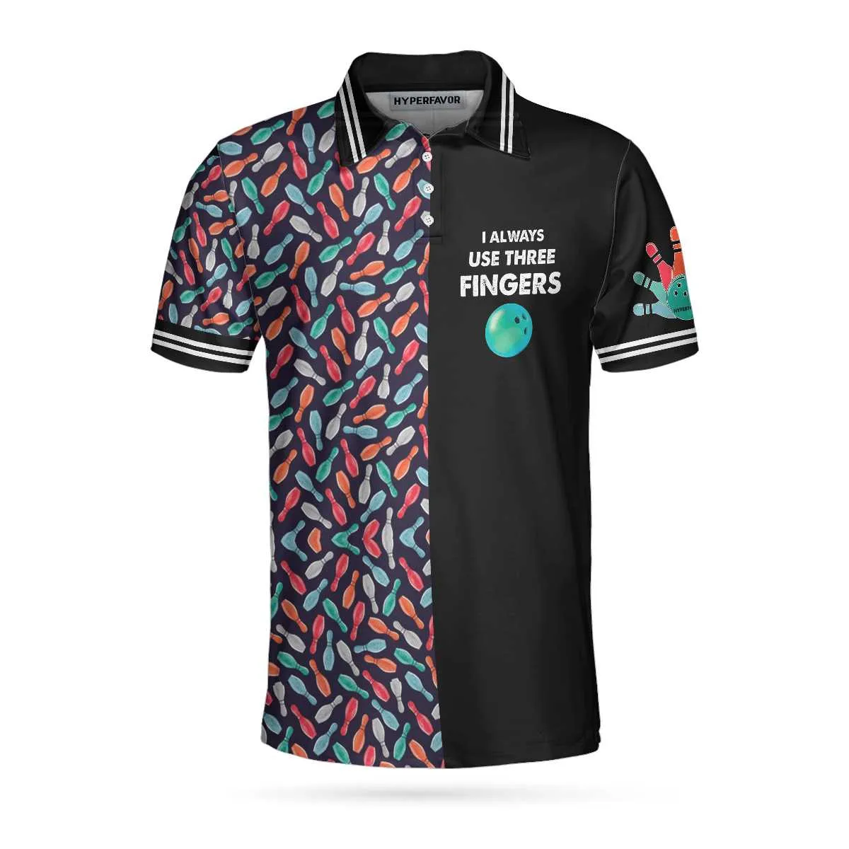 I Always Use Three Fingers Polo Shirt, Custom Bowling Polo Shirt Design For Men, 10 Pin Sowling Shirts Coolspod