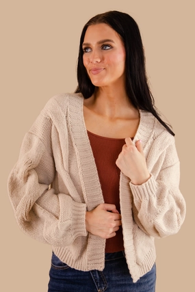 I Like It Here Cardigan Contrast Stitch Reinforced Neckline