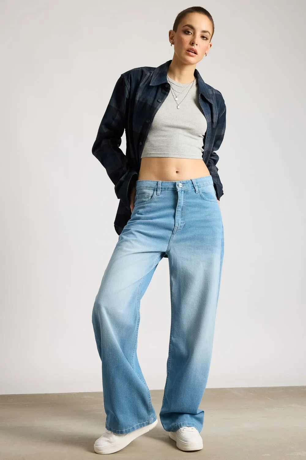 Ice Wash Straight Leg Women's Jeans