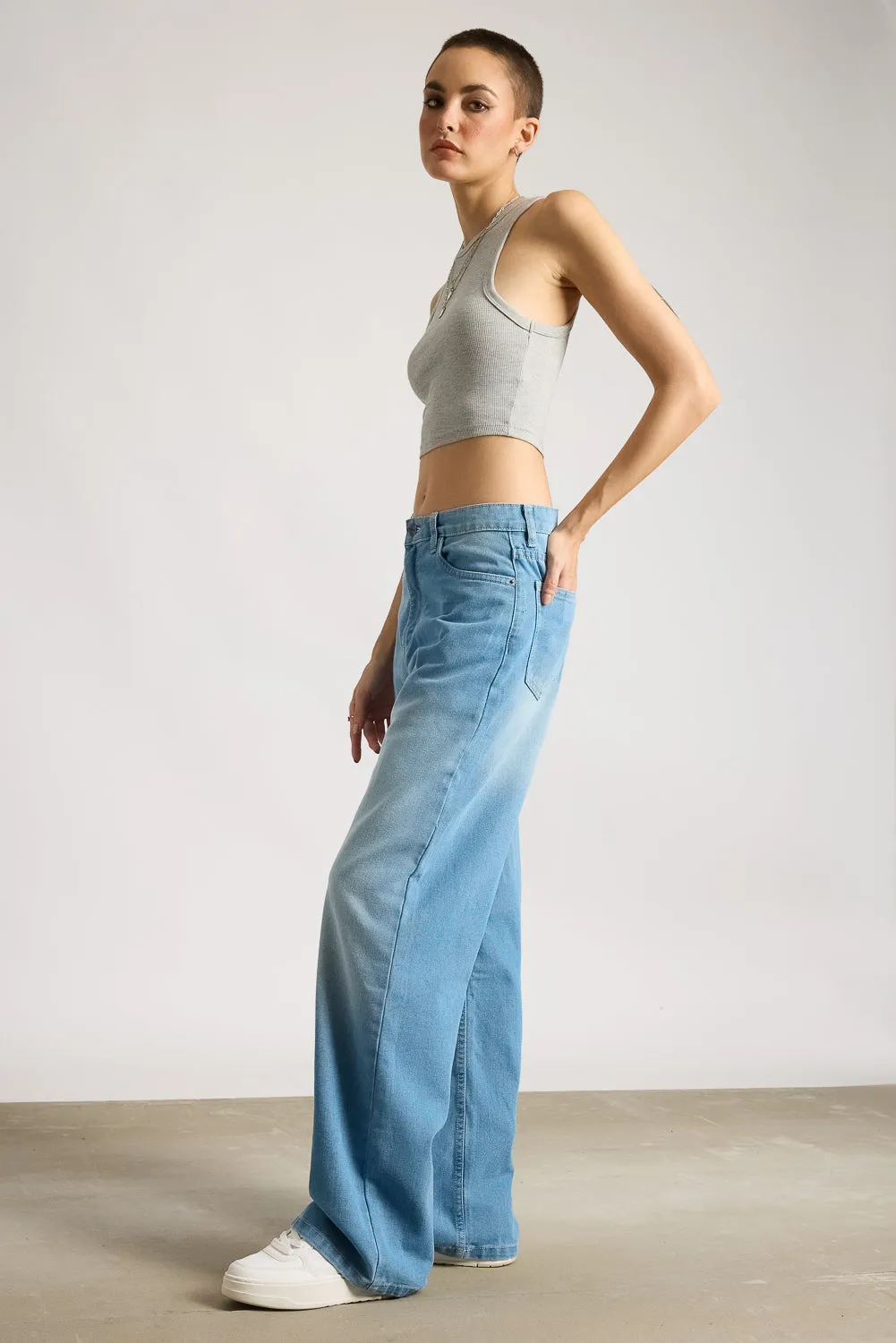Ice Wash Straight Leg Women's Jeans