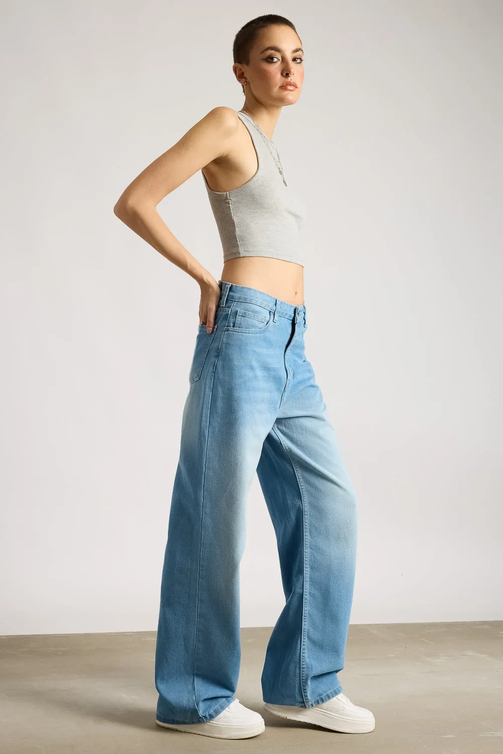 Ice Wash Straight Leg Women's Jeans