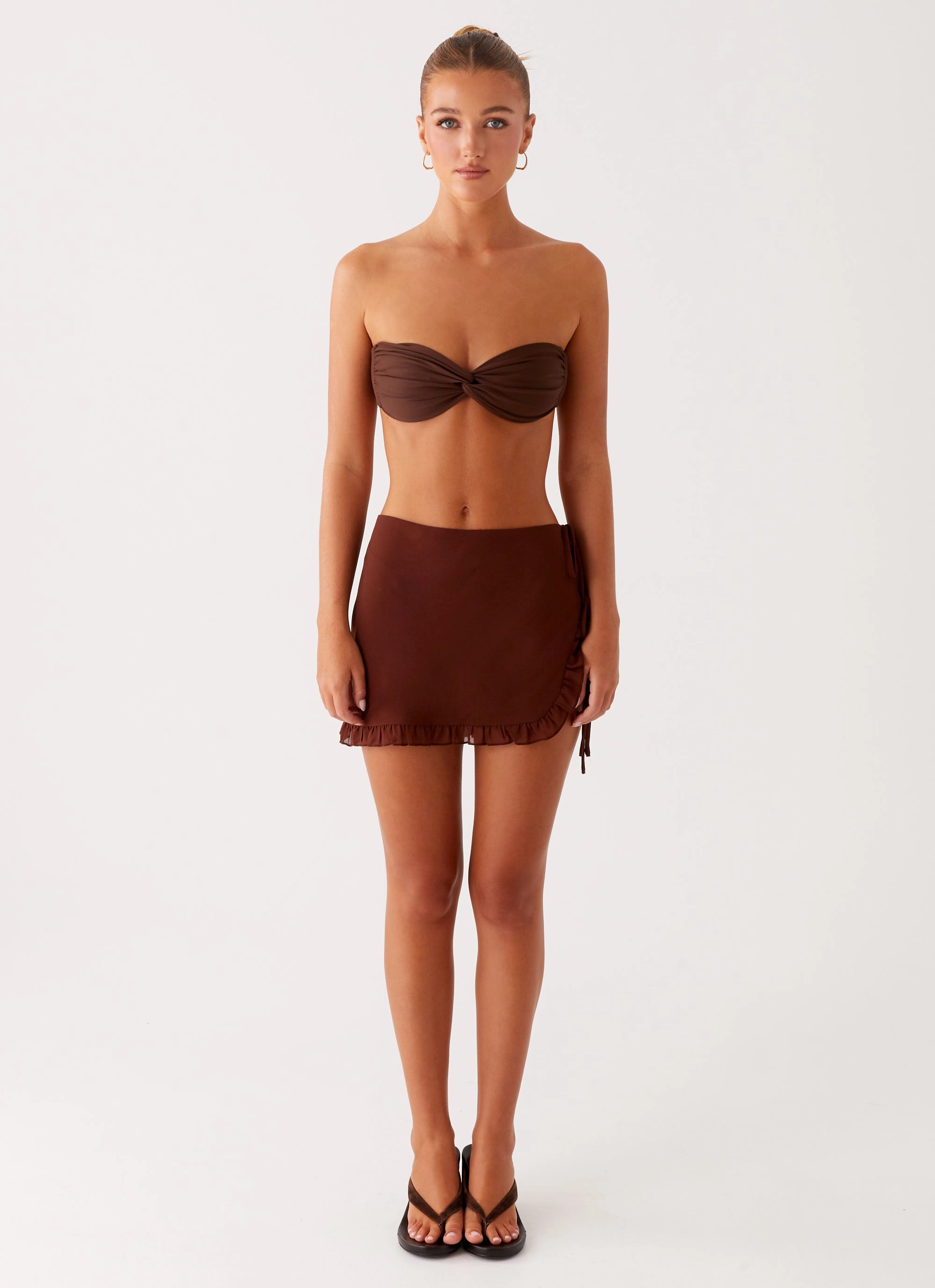 Laser cut Iggy Mini Skirt - Chocolate