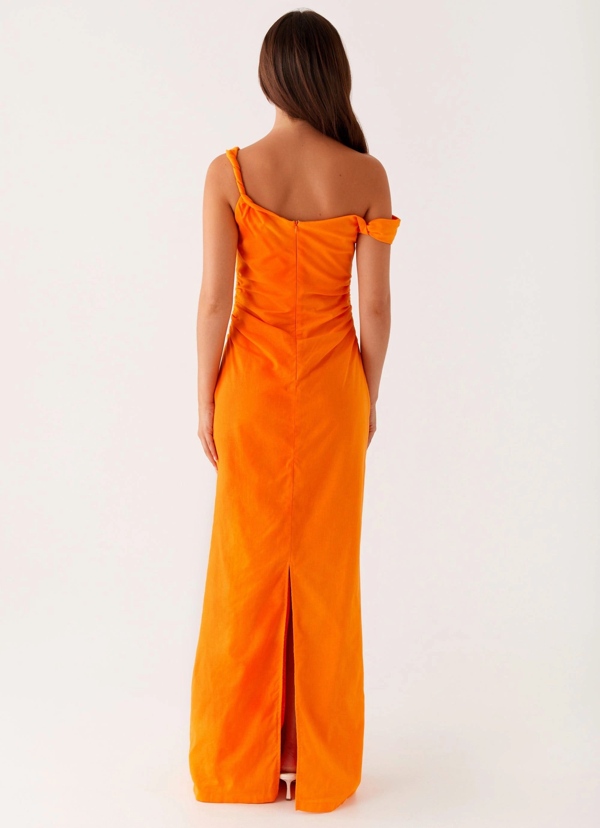 Hidden-Pocket Draped Silhouette Ignite Maxi Dress - Orange
